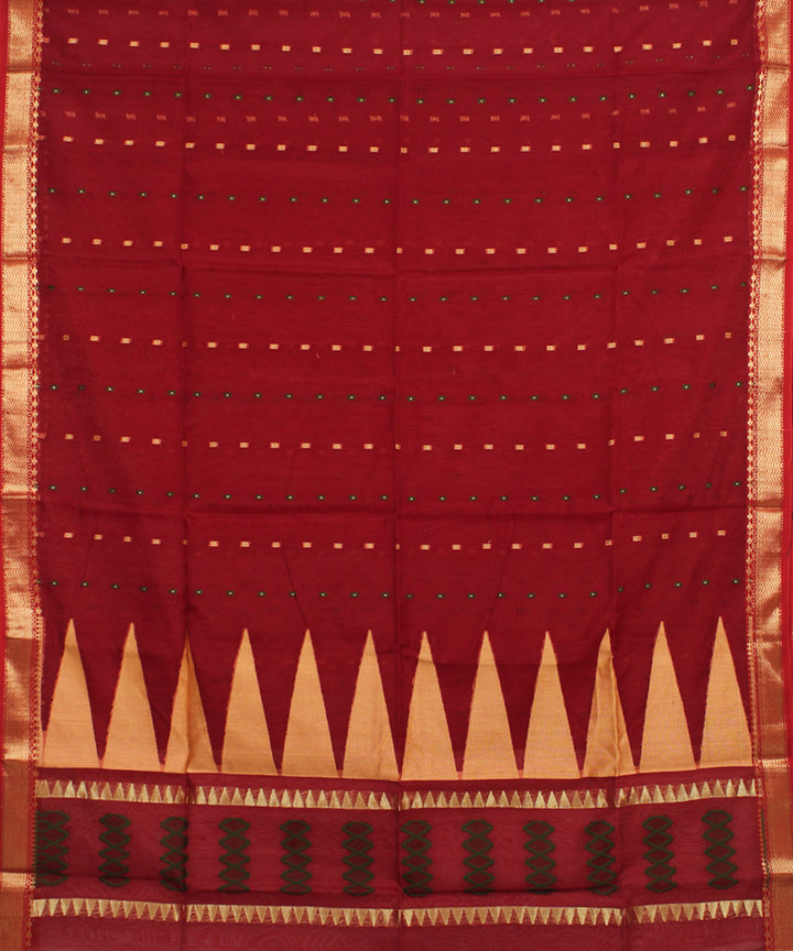 Maroon handwoven cotton silk bengal saree
