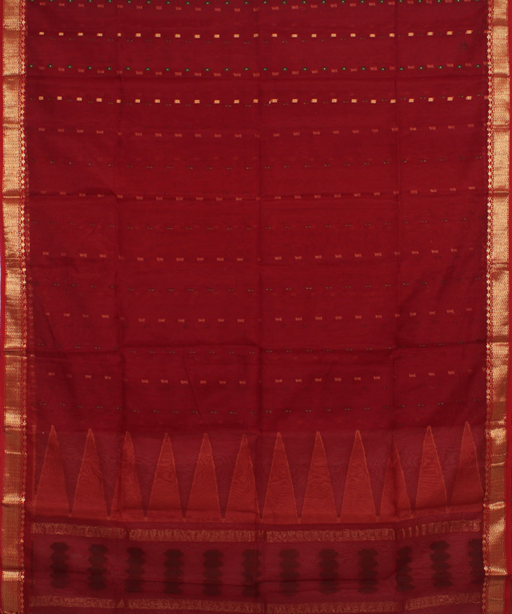 Maroon handwoven cotton silk bengal saree