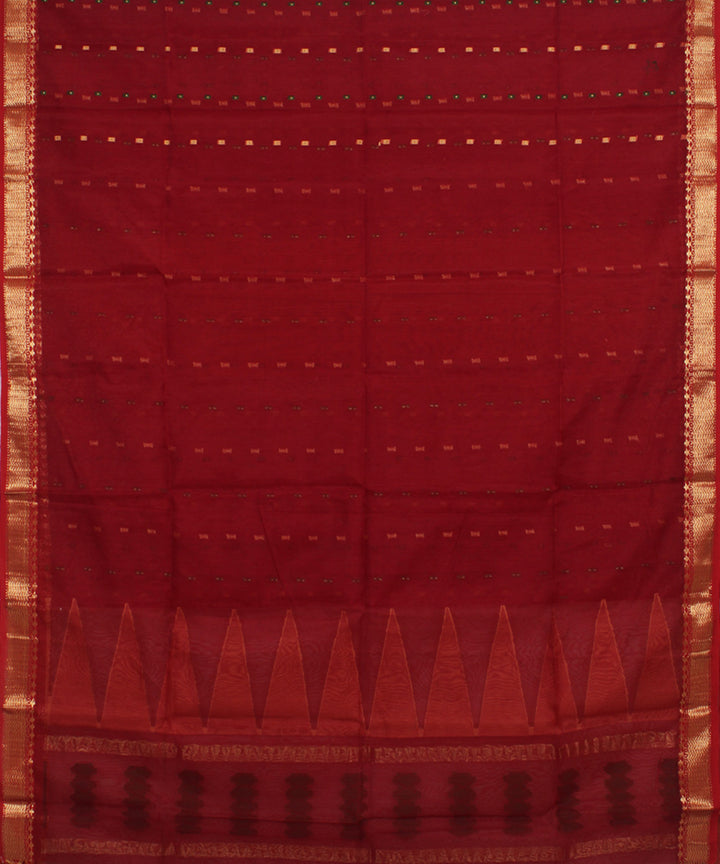 Maroon handwoven cotton silk bengal saree