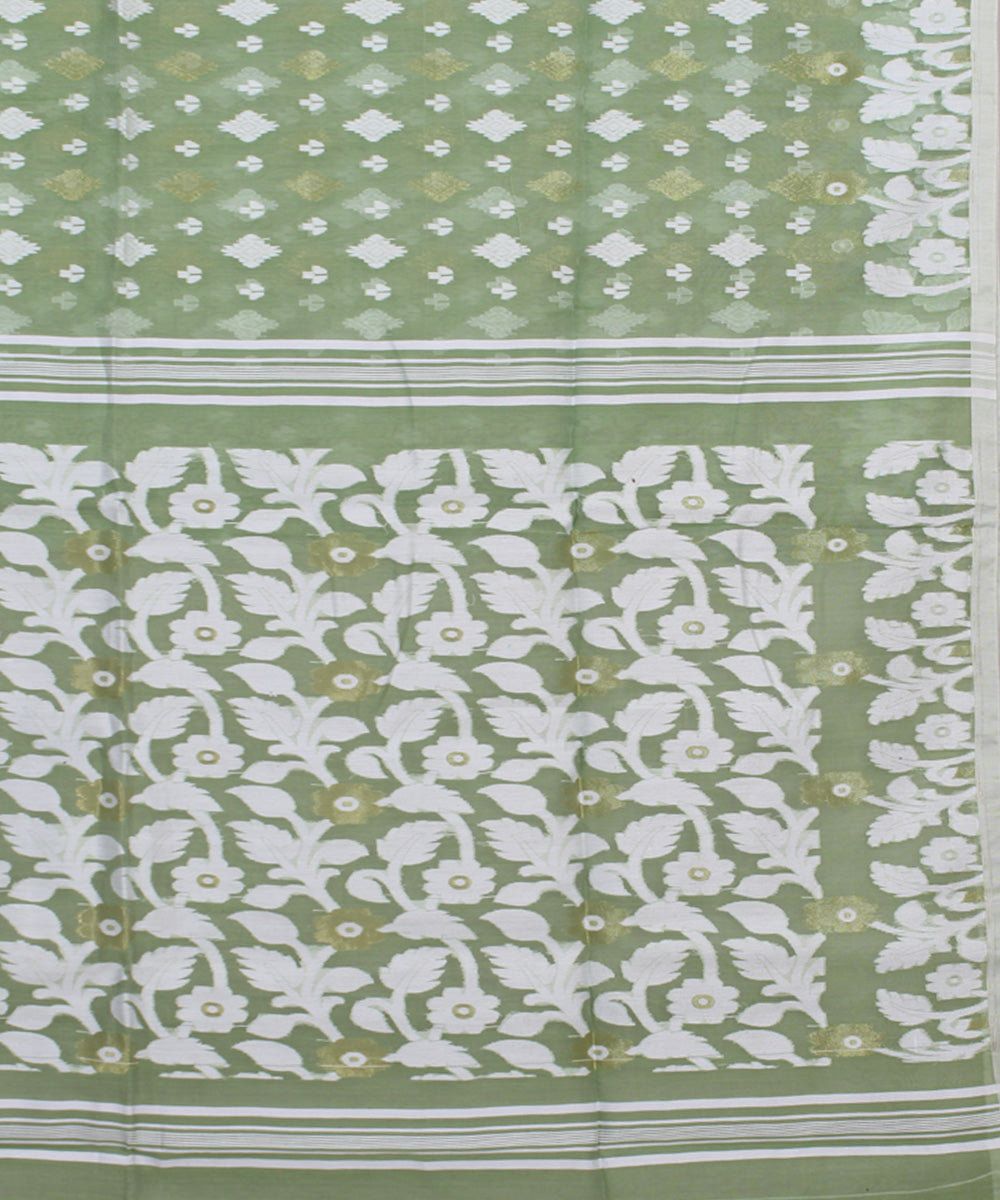 Light green handloom cotton silk saree