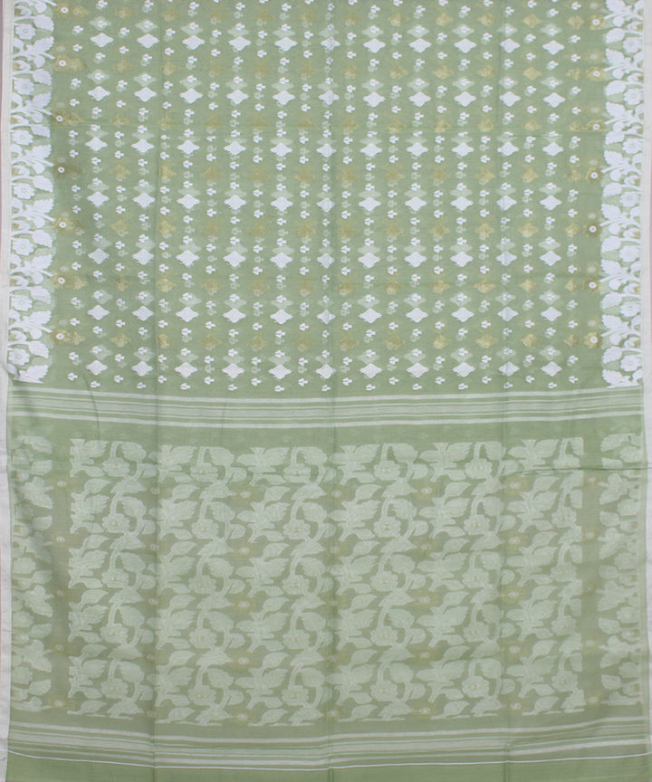 Light green handloom cotton silk saree
