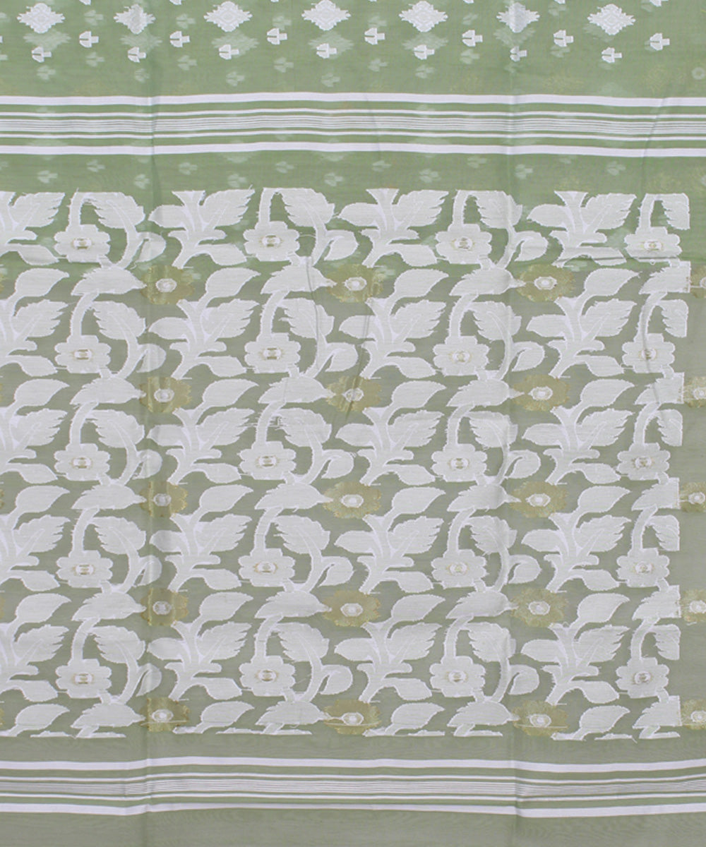 Light green handloom cotton silk saree