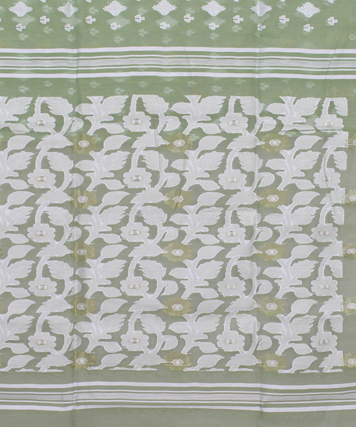 Light green handloom cotton silk saree