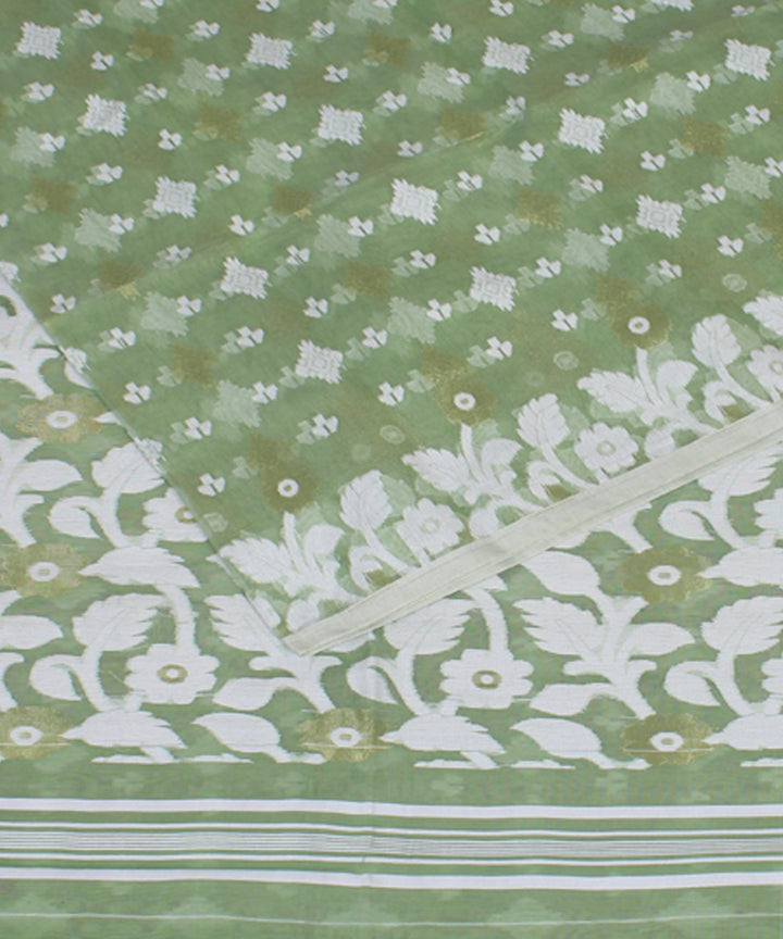 Light green handloom cotton silk saree