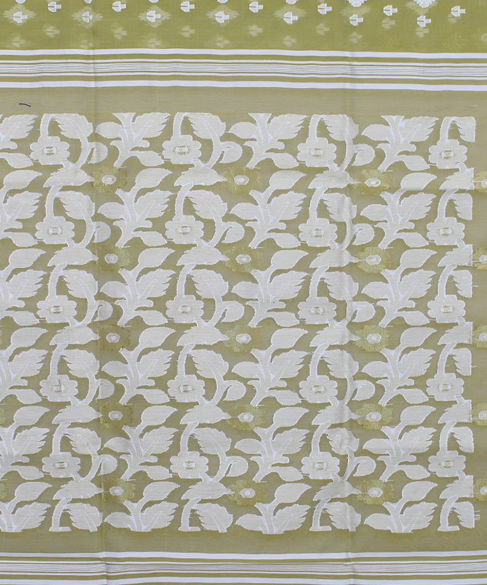 Green chartreuse handloom cotton silk saree
