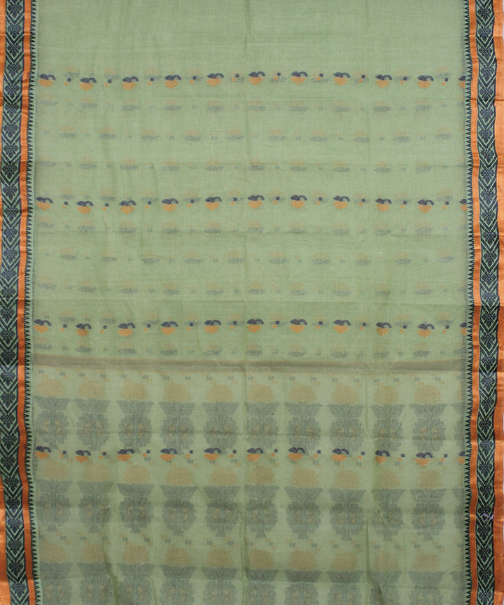 Light sage green handloom cotton bengal tangail saree