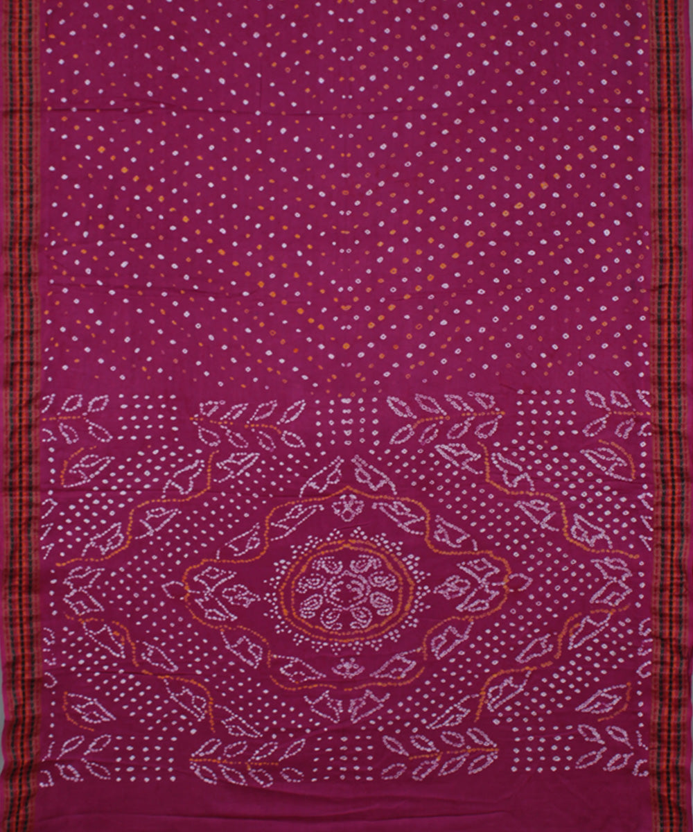Pink tie dyed cotton bandhani saree