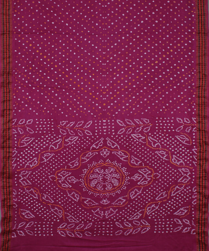 Pink tie dyed cotton bandhani saree