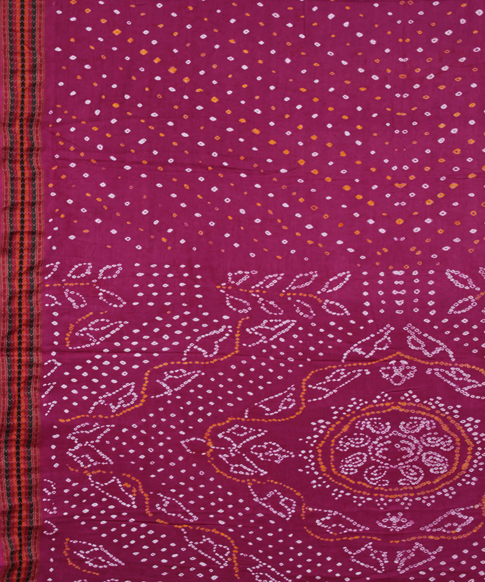 Pink tie dyed cotton bandhani saree