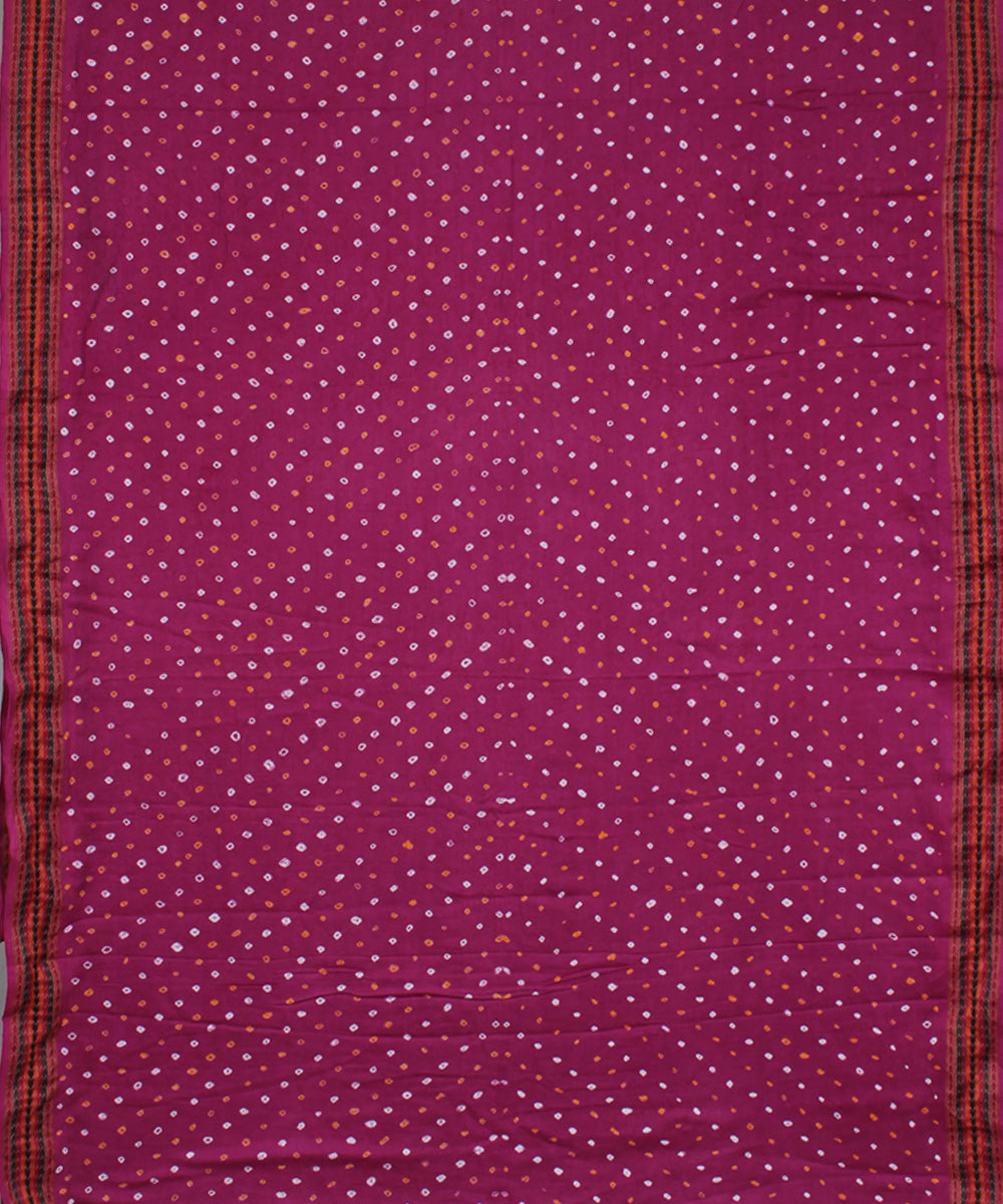Pink tie dyed cotton bandhani saree