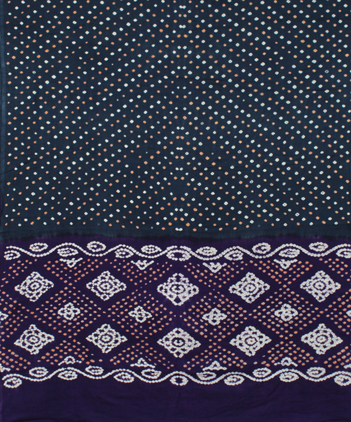 Navy blue tie dyed cotton bandhani saree