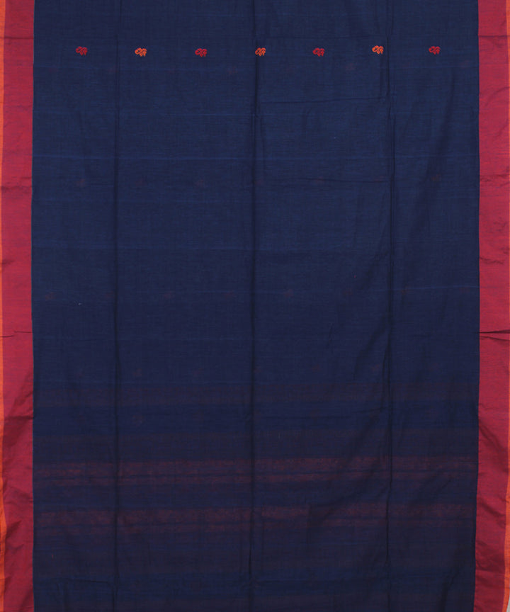 Navy Blue Red bengal handloom Cotton  Saree