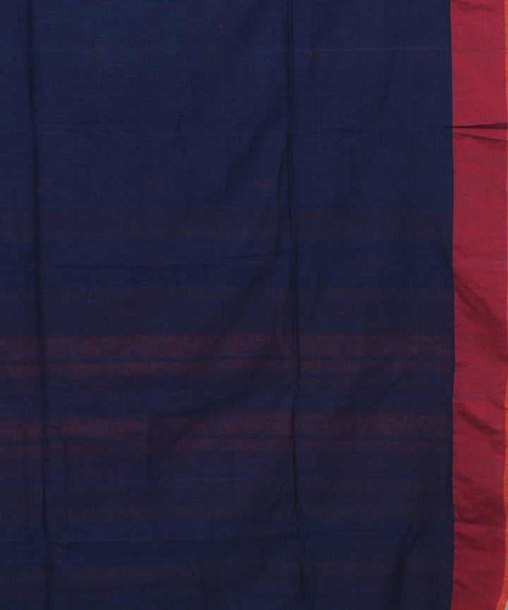 Navy Blue Red bengal handloom Cotton  Saree