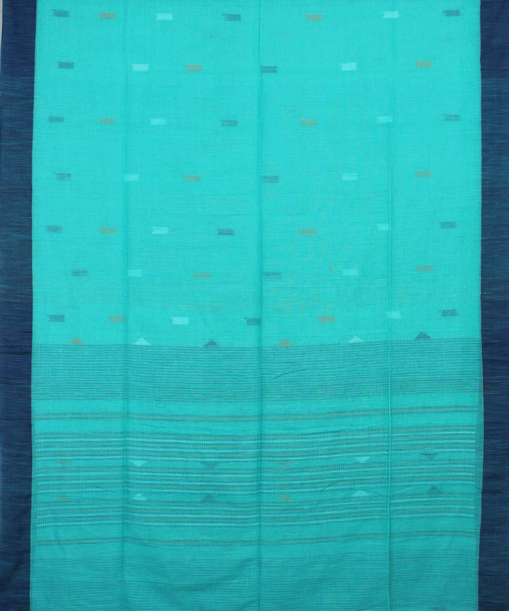 Cyan Blue bengal handloom Cotton Saree