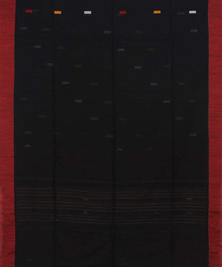 Black Red Yellow bengal handloom Cotton Saree