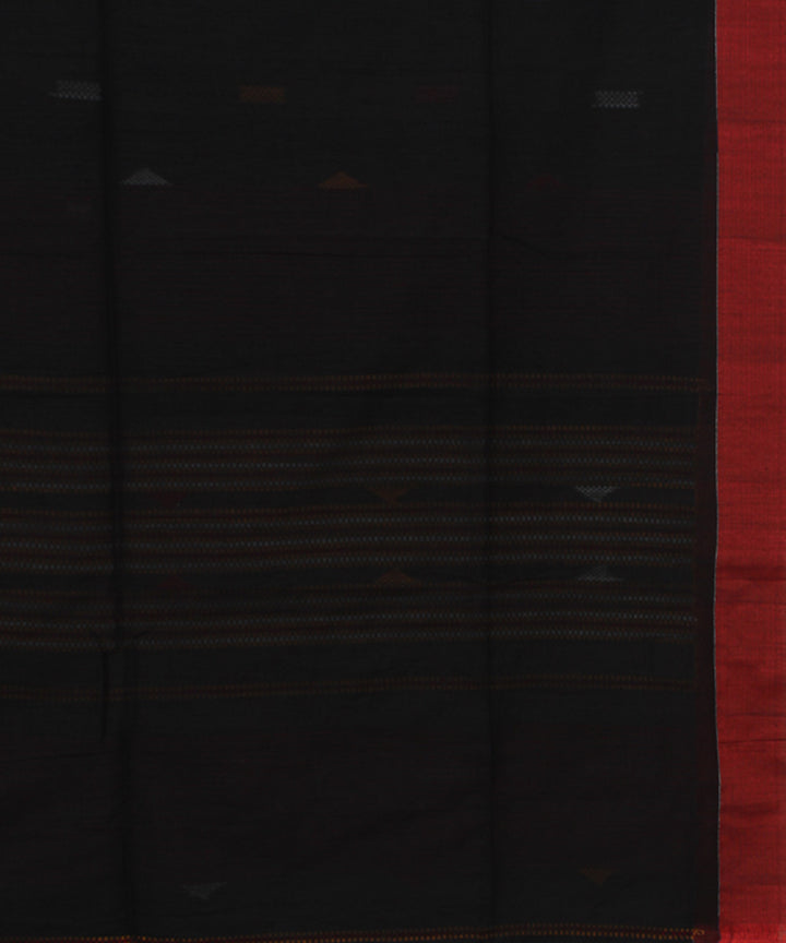 Black Red Yellow bengal handloom Cotton Saree