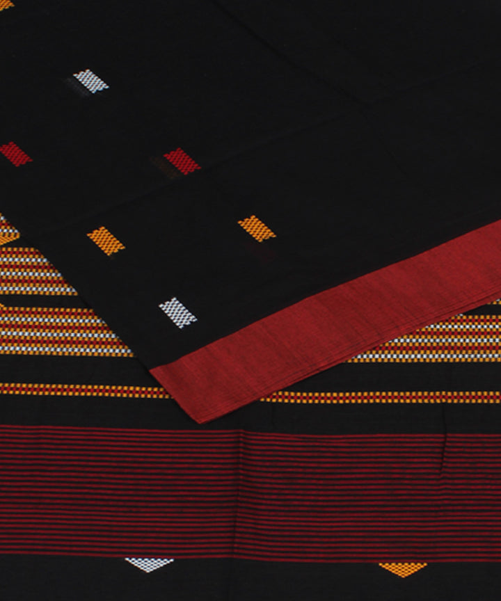 Black Red Yellow bengal handloom Cotton Saree