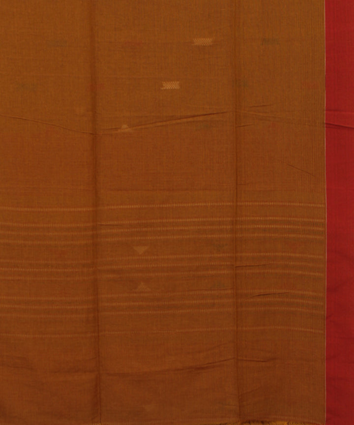 Brown Red Green bengal handloom Cotton Saree