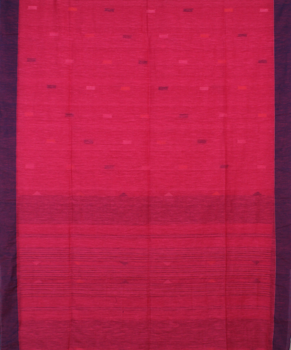 Pink Blue bengal handloom Cotton Saree