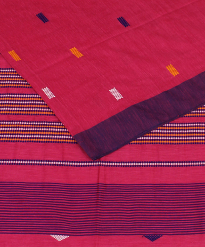 Pink Blue bengal handloom Cotton Saree