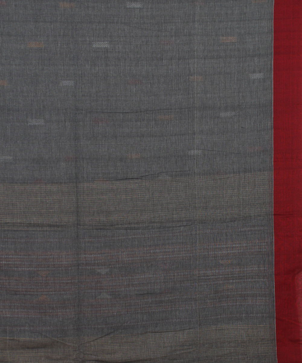 Grey Maroon bengal handloom Cotton Saree