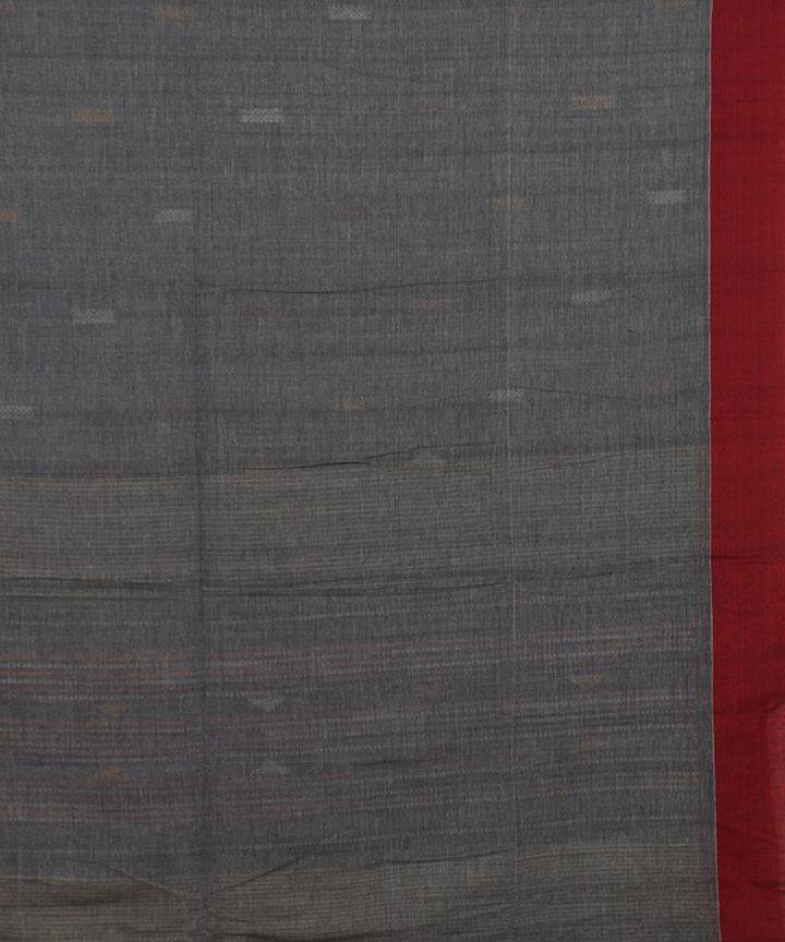 Grey Maroon bengal handloom Cotton Saree