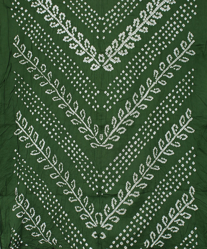 3pc Mehandi green brown cotton hand printed bandhani suit set