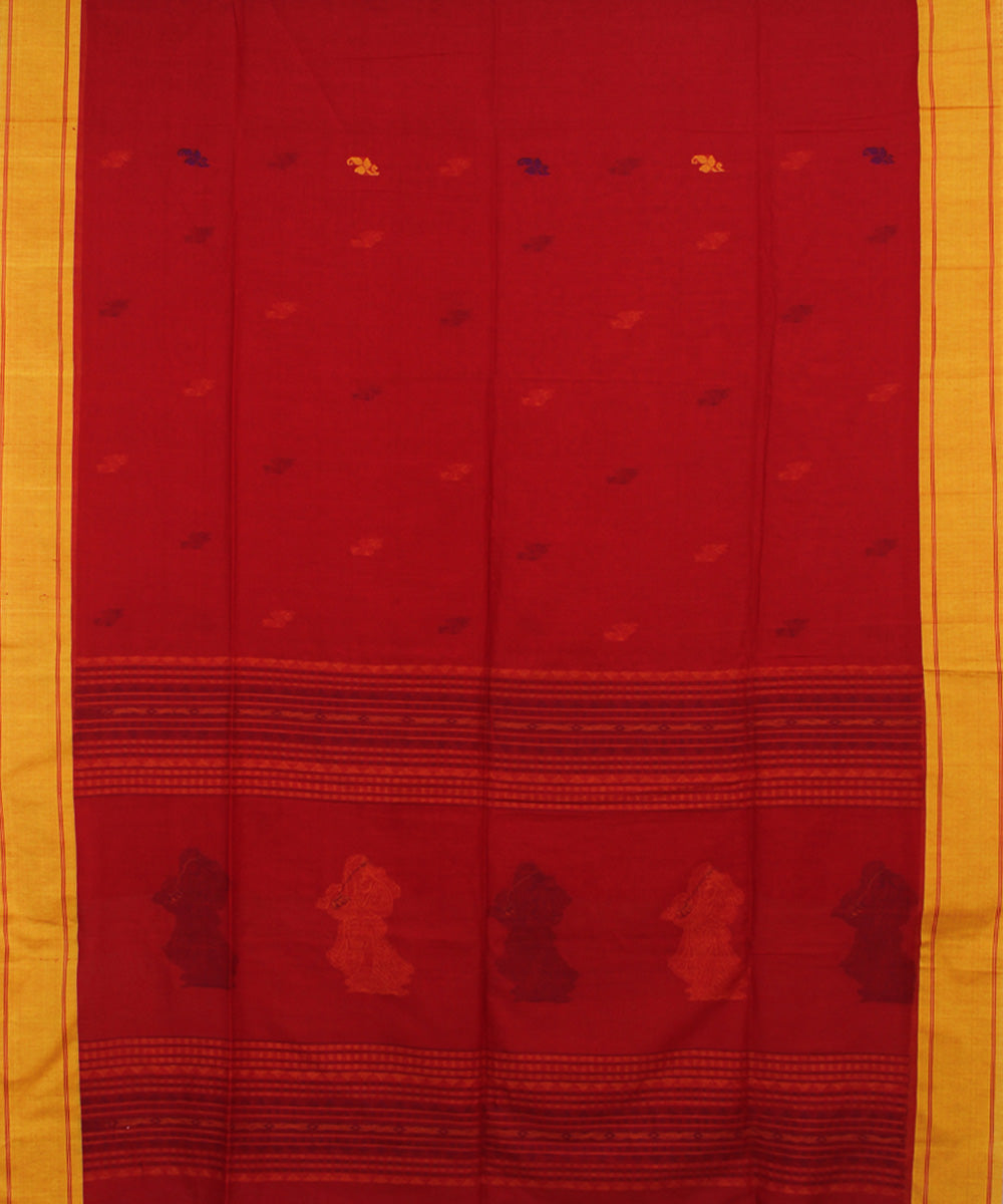 Red Yellow Blue bengal handloom Cotton Saree