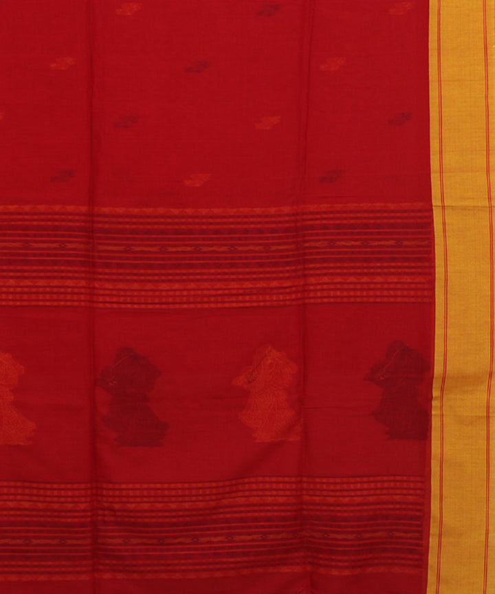 Red Yellow Blue bengal handloom Cotton Saree