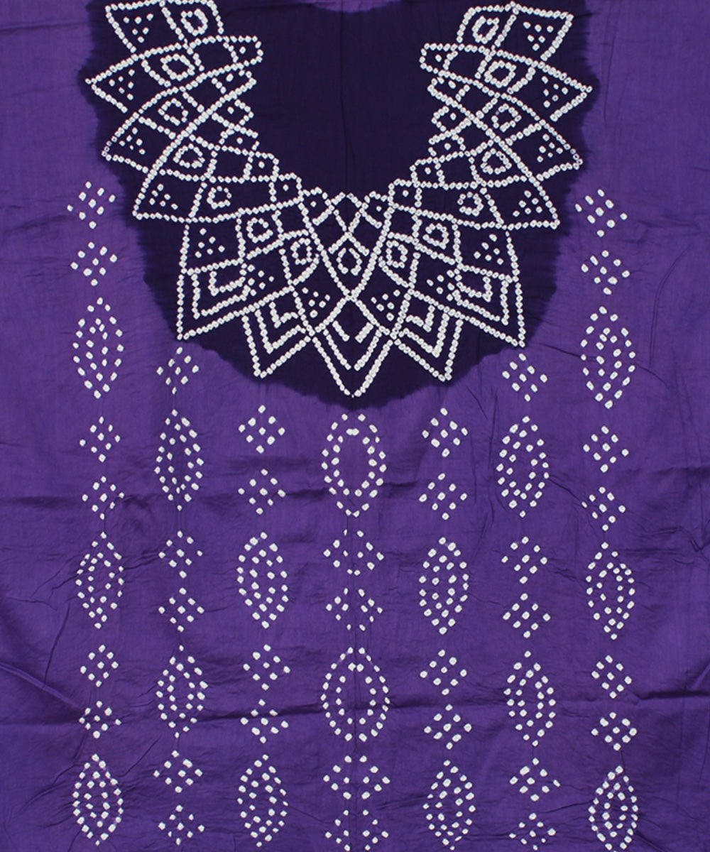 3pc Light and dark lavendar cotton hand printed bandhani suit set