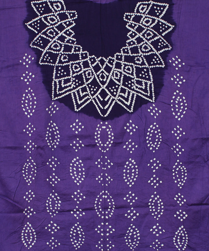 3pc Light and dark lavendar cotton hand printed bandhani suit set