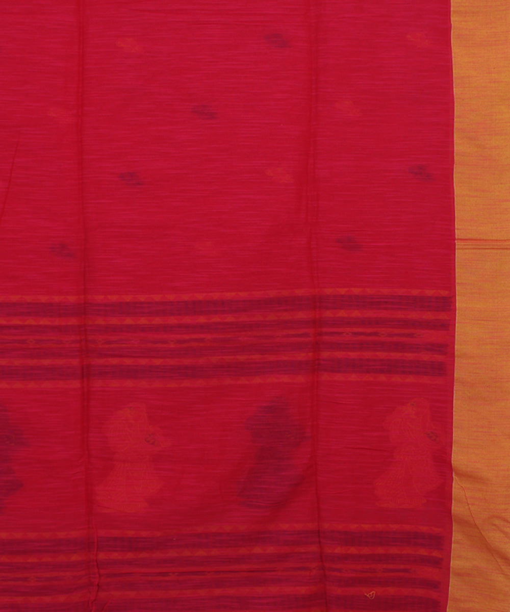 Pink Yellow Blue bengal handloom Cotton Saree