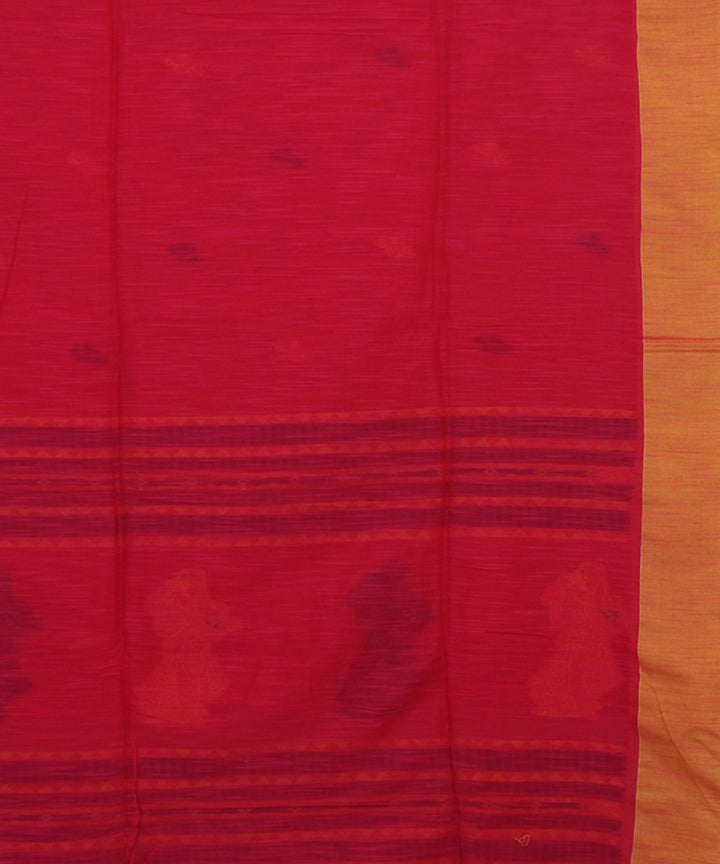 Pink Yellow Blue bengal handloom Cotton Saree