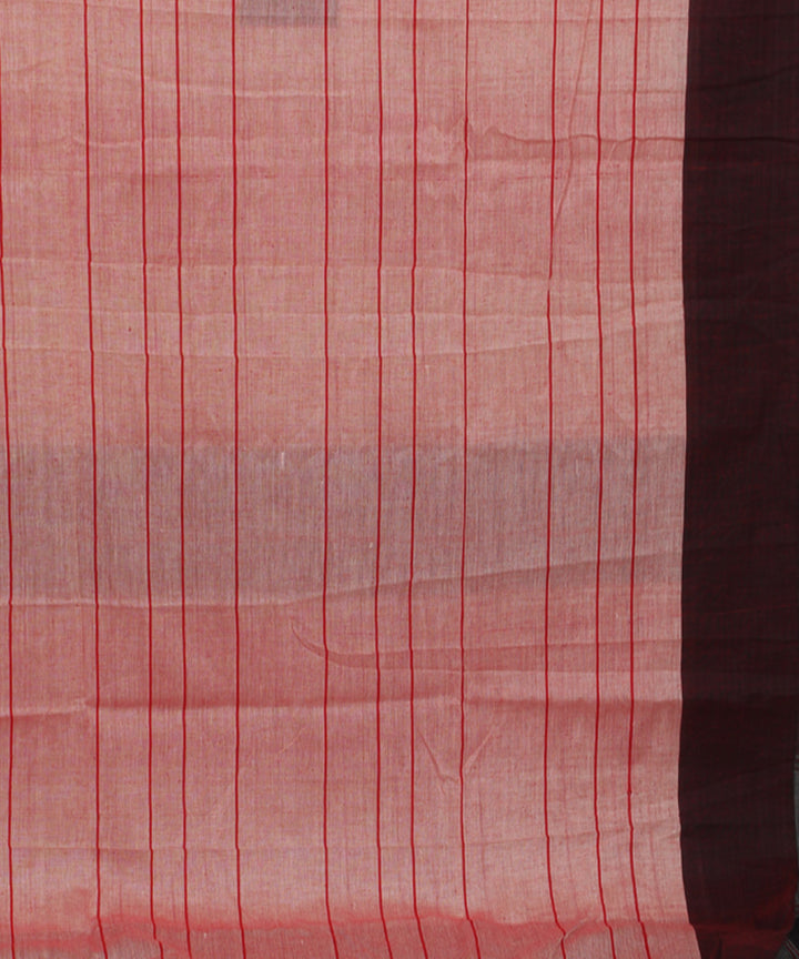 White Grey Red bengal handloom Cotton Saree