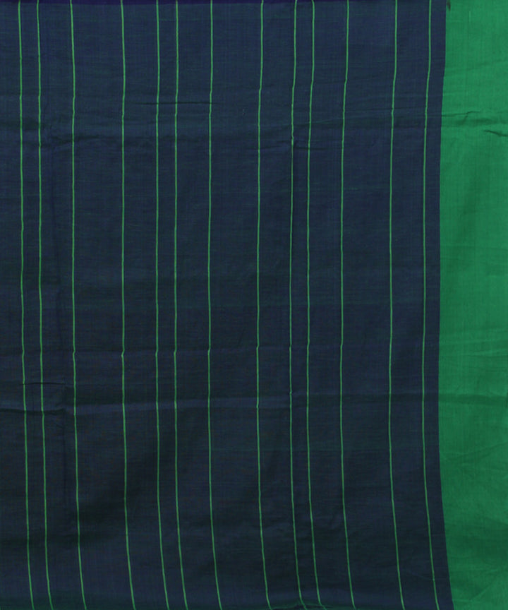 Navy Blue Green bengal handloom Cotton Saree