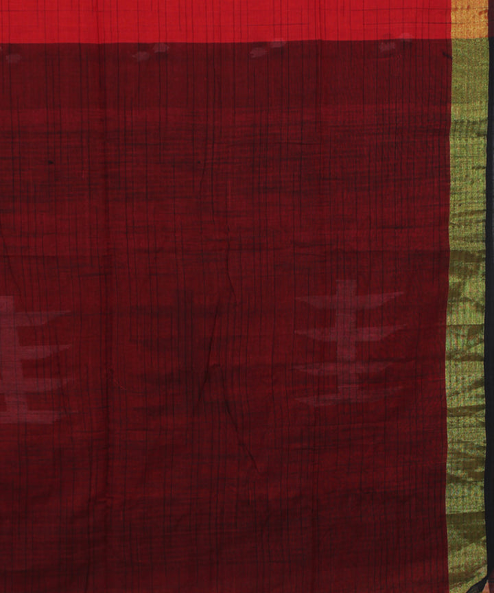 Red Black bengal handloom Cotton  Saree