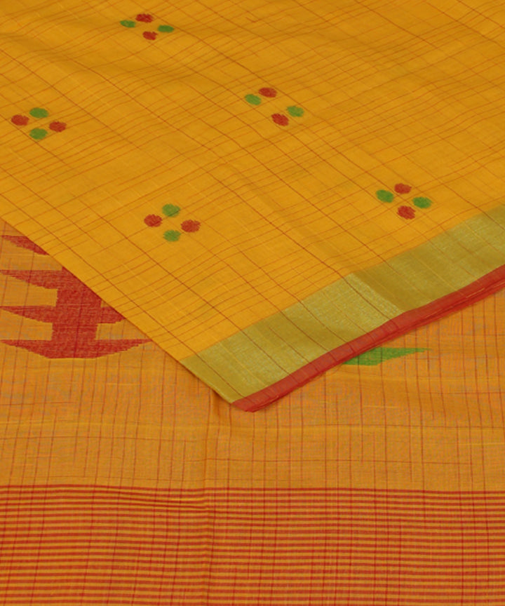 Yellow bengal handloom Cotton Saree