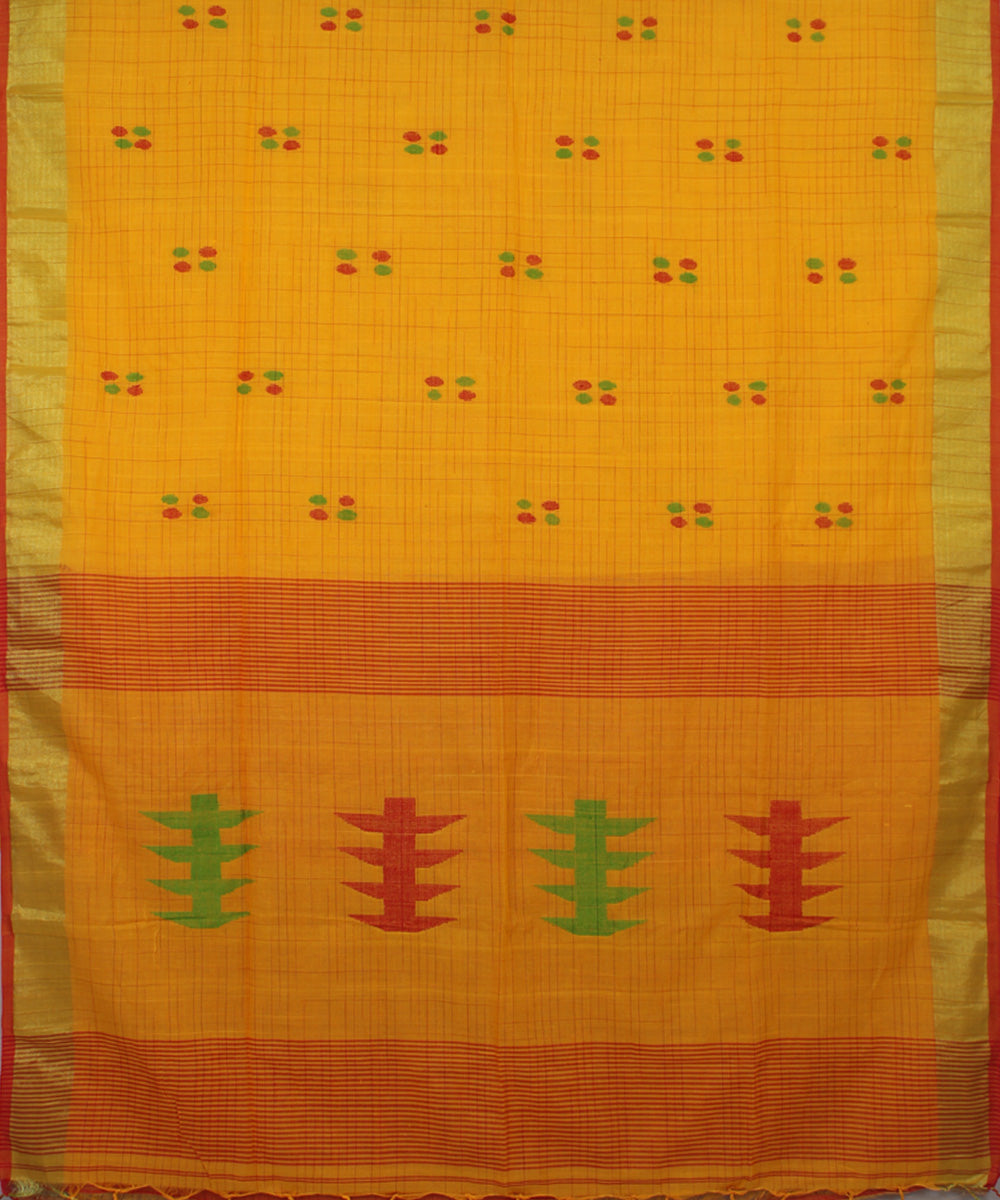 Yellow bengal handloom Cotton Saree