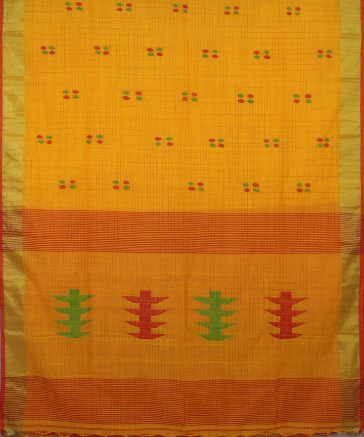 Yellow bengal handloom Cotton Saree