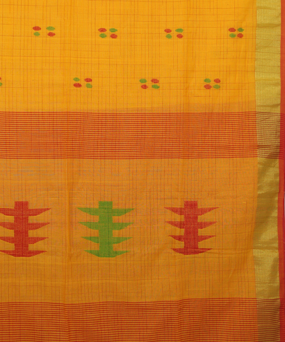 Yellow bengal handloom Cotton Saree