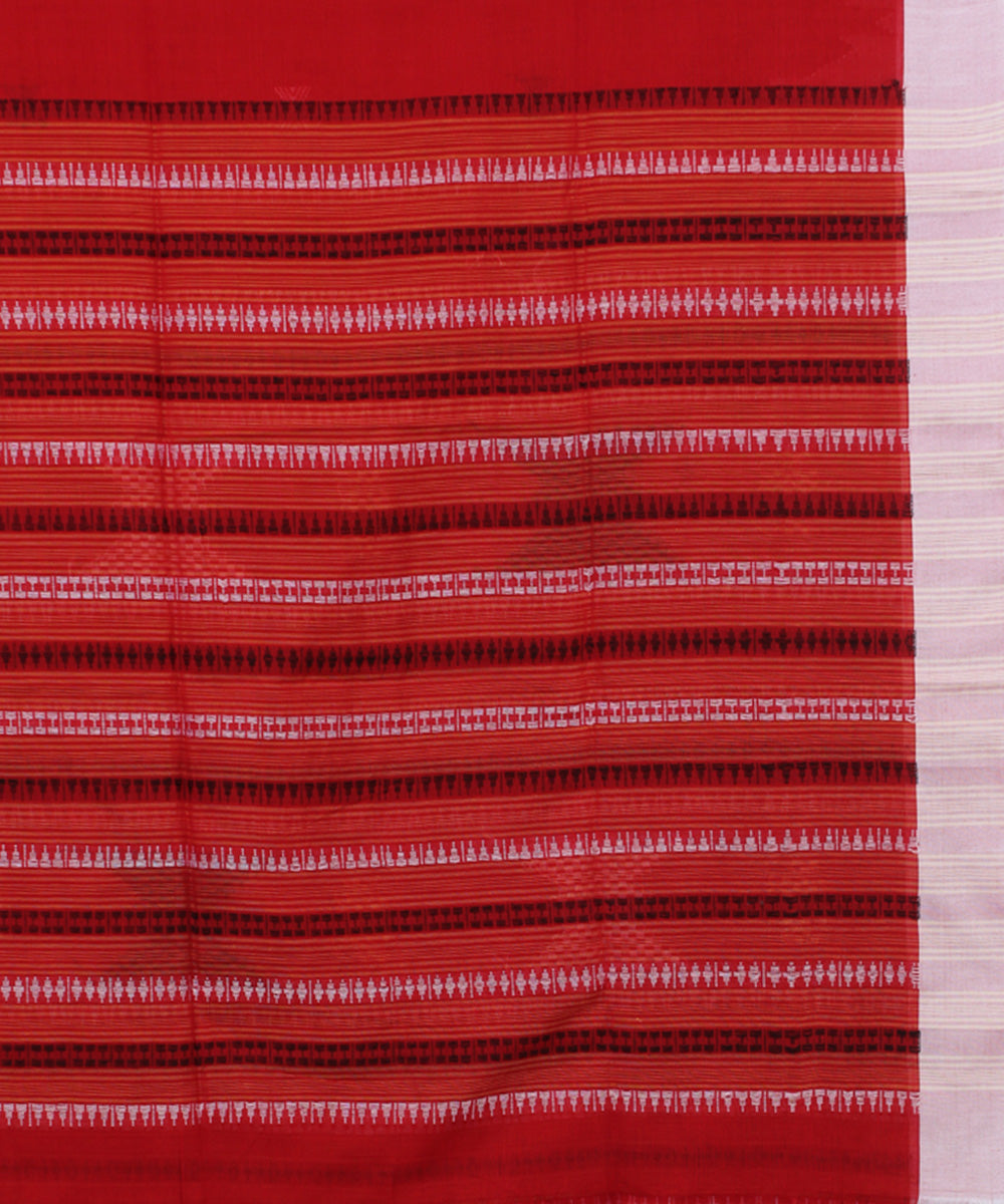 Red Bright Red bengal handloom Cotton  Saree