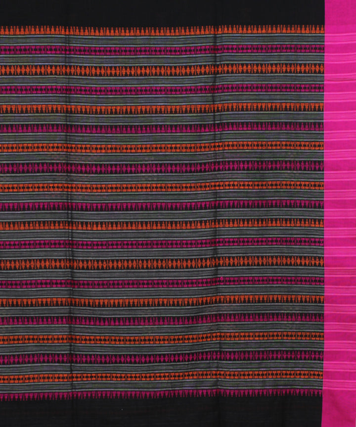 Black Pink Orange bengal handloom Cotton  Saree