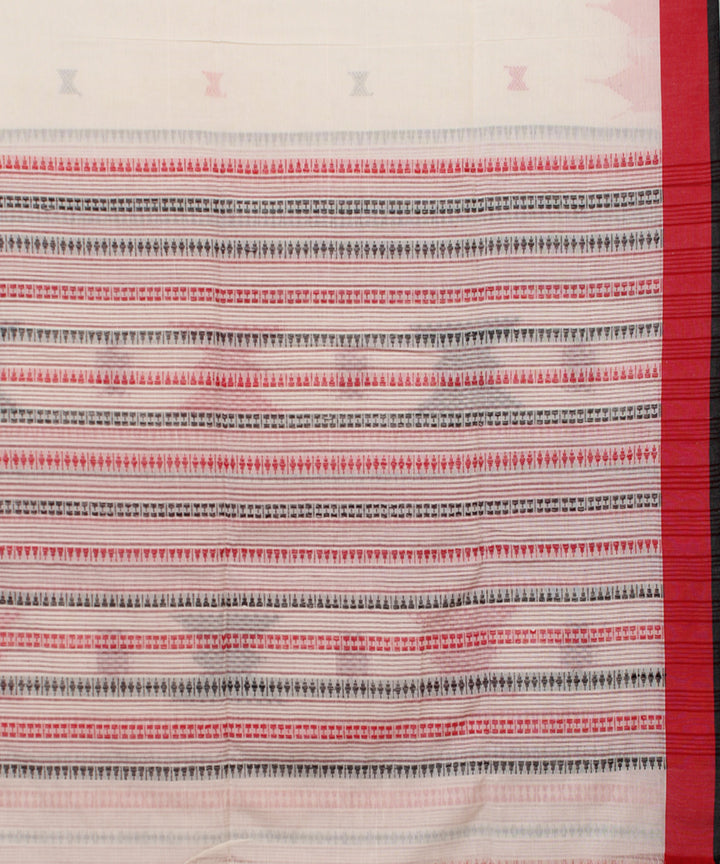 White Red Black bengal handloom Cotton  Saree