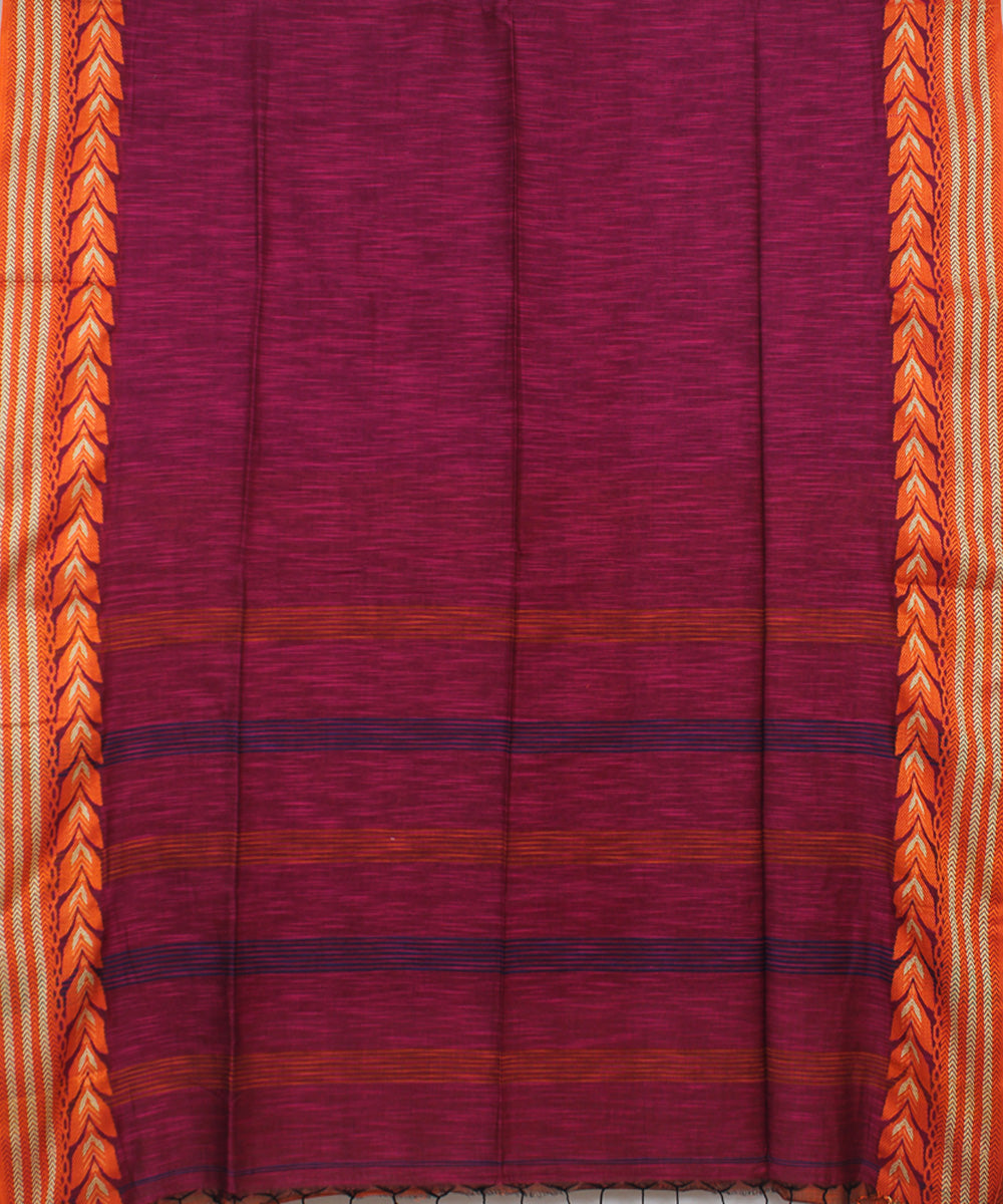 Pink Magenta Orange bengal handloom Cotton  Saree