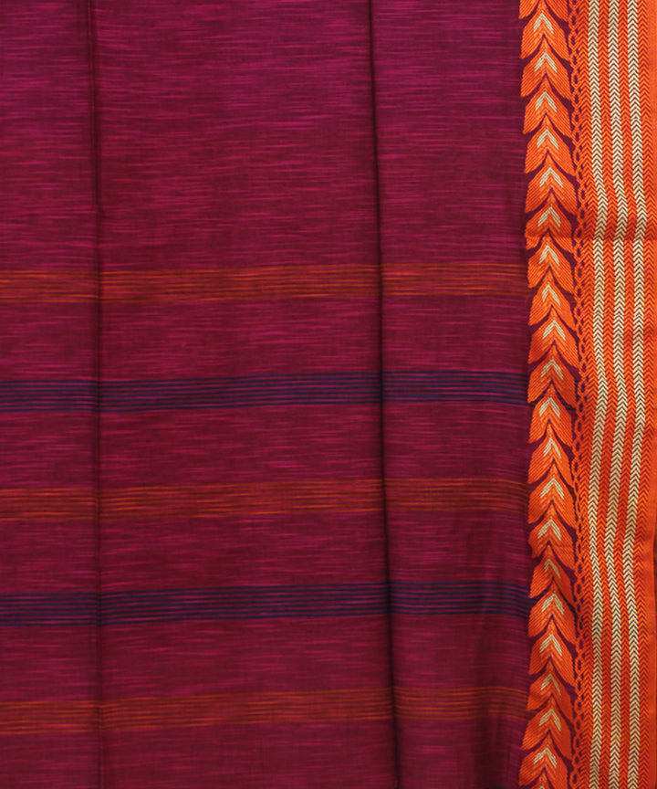 Pink Magenta Orange bengal handloom Cotton  Saree