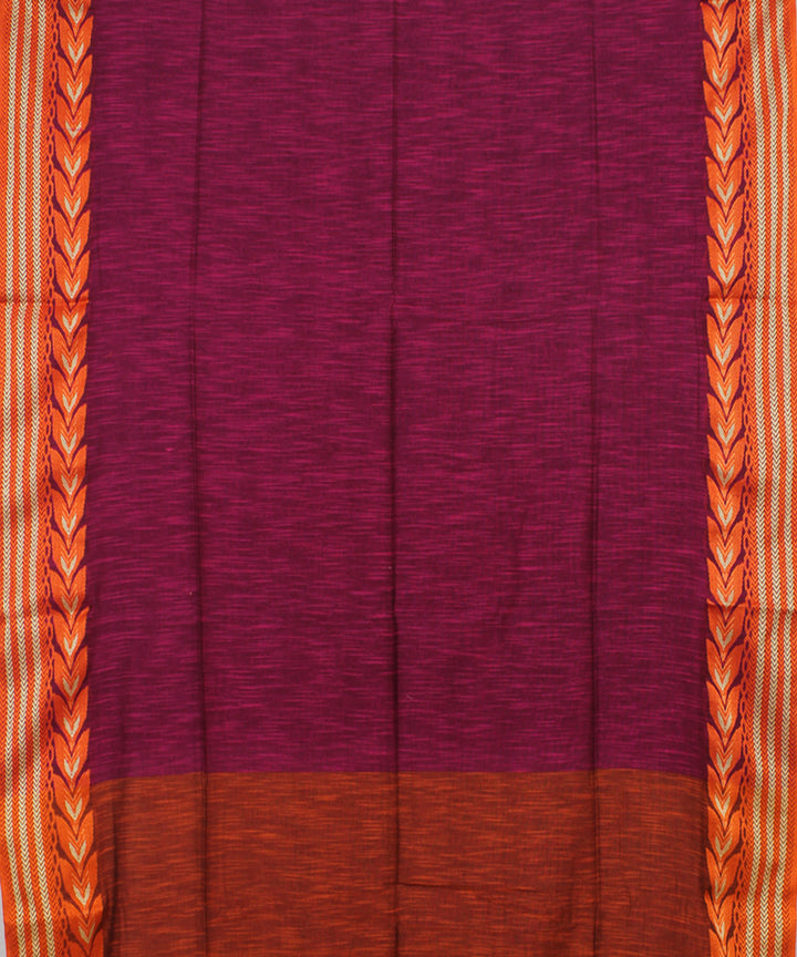 Pink Magenta Orange bengal handloom Cotton  Saree