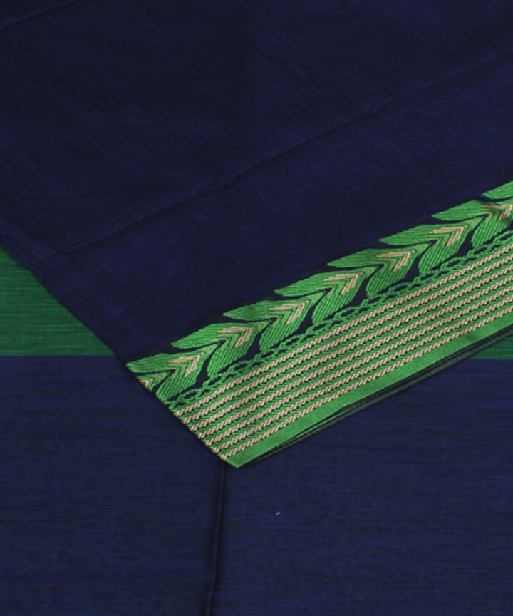 Navyblue Green bengal handloom Cotton Saree