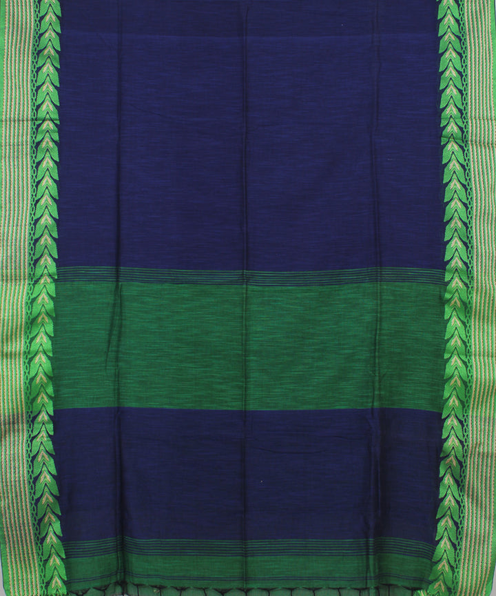 Navyblue Green bengal handloom Cotton Saree