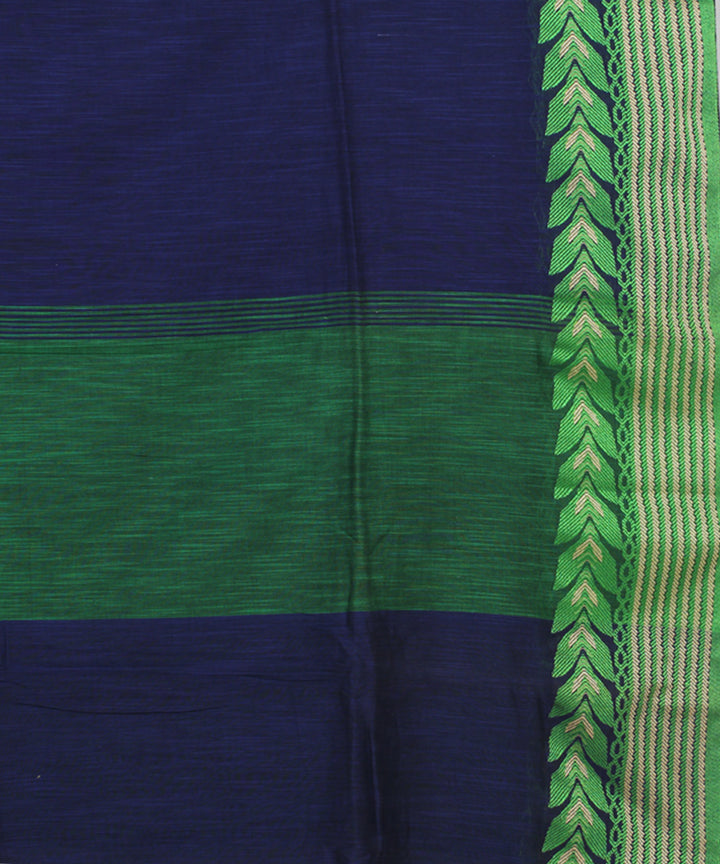 Navyblue Green bengal handloom Cotton Saree