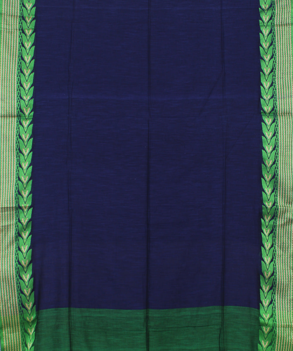 Navyblue Green bengal handloom Cotton Saree